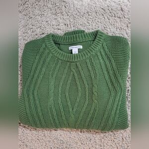 Olive Cable Knit Sweater, Size L